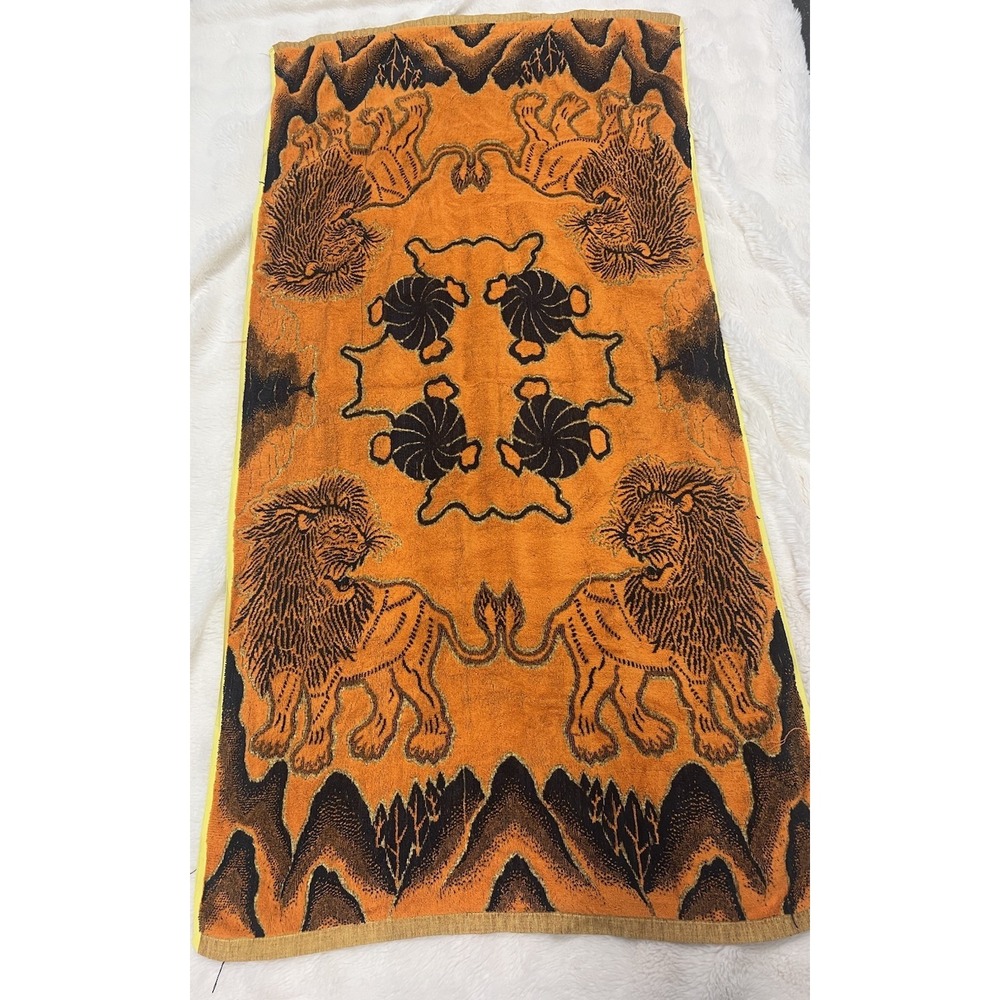 Vintage Orange And Black Canon Towel Lions Rare Granny Retro